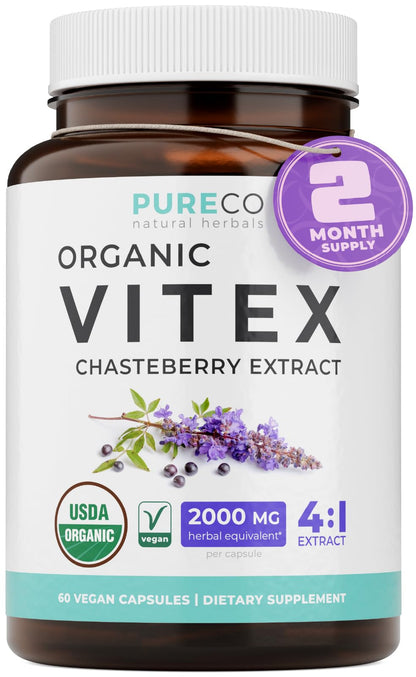Organic Vitex Chasteberry Supplement for Women - High Strength Chaste Tree Berry Extract Supports Hormone Balance for Women from PMS to Menopause - Filler Free Vegan & Non-GMO (2 Month Supply) - PrimeBioHealth - canada supplements
