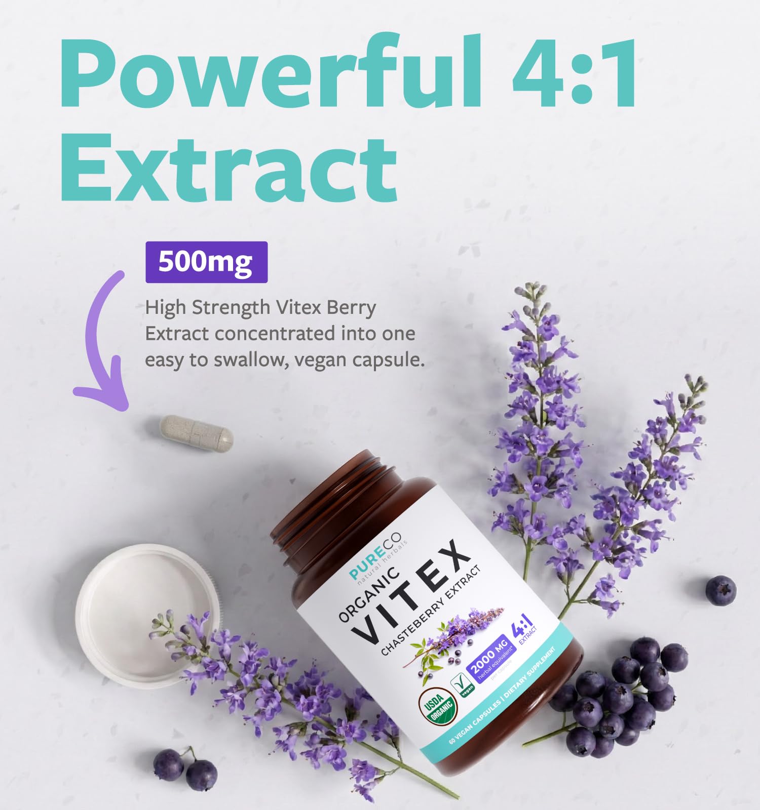 Organic Vitex Chasteberry Supplement for Women - High Strength Chaste Tree Berry Extract Supports Hormone Balance for Women from PMS to Menopause - Filler Free Vegan & Non-GMO (2 Month Supply) - PrimeBioHealth - canada supplements