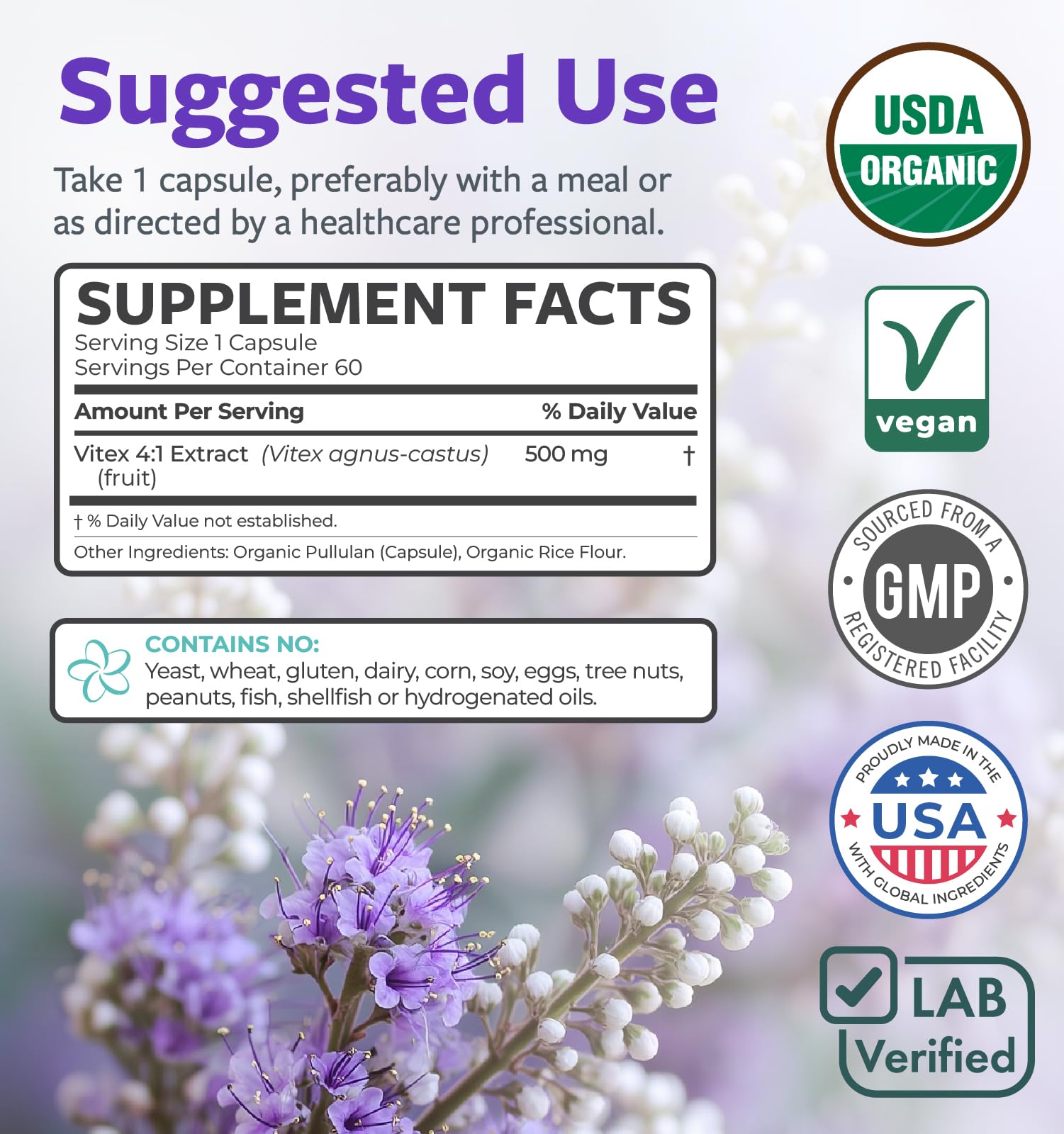 Organic Vitex Chasteberry Supplement for Women - High Strength Chaste Tree Berry Extract Supports Hormone Balance for Women from PMS to Menopause - Filler Free Vegan & Non-GMO (2 Month Supply) - PrimeBioHealth - canada supplements