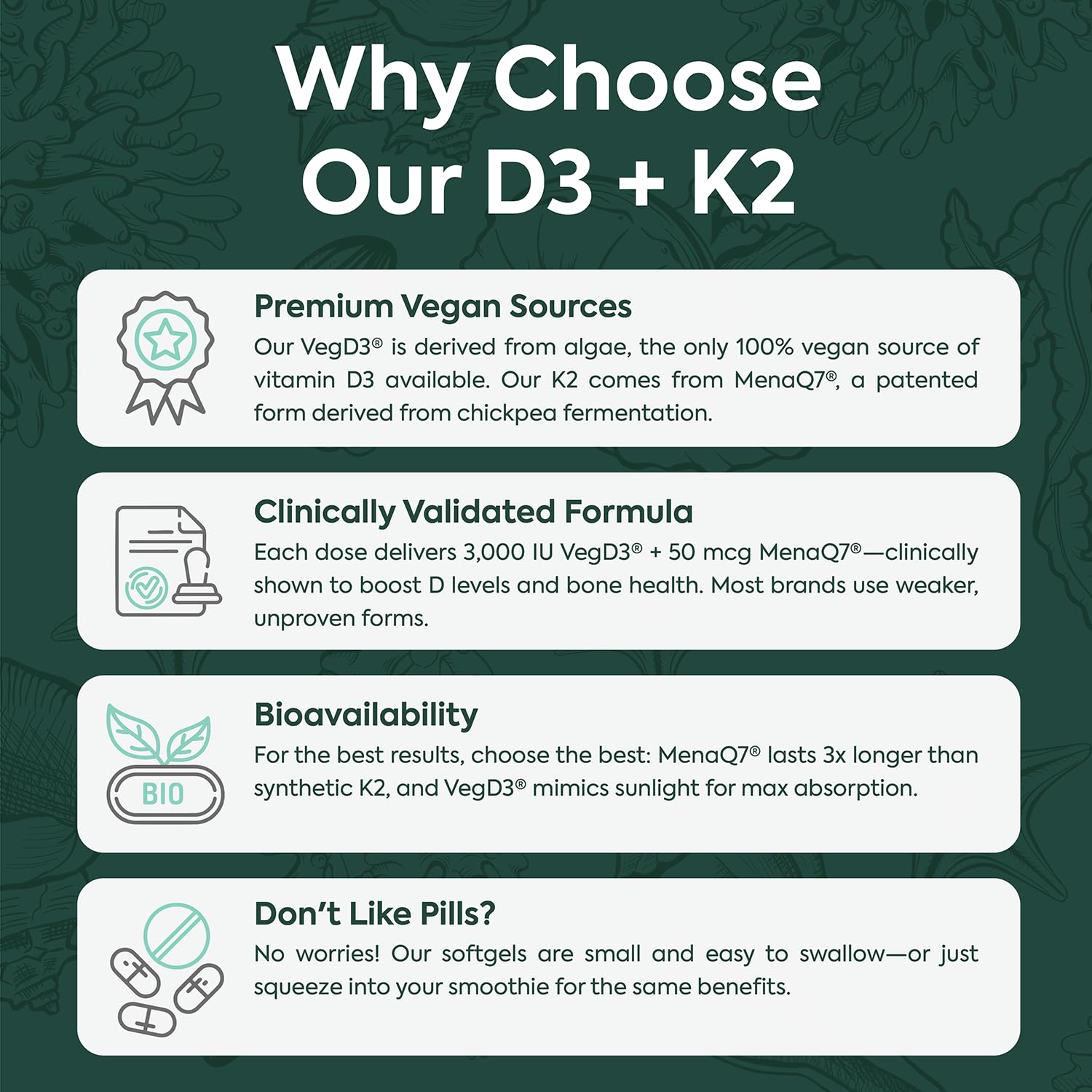 Organics Ocean Better D3 + K2-100% Organic VIT D3 and K2 Supplements with Maximum Bioavailability - Supports Bone Density, Calcium Balance - PrimeBioHealth - canada supplements