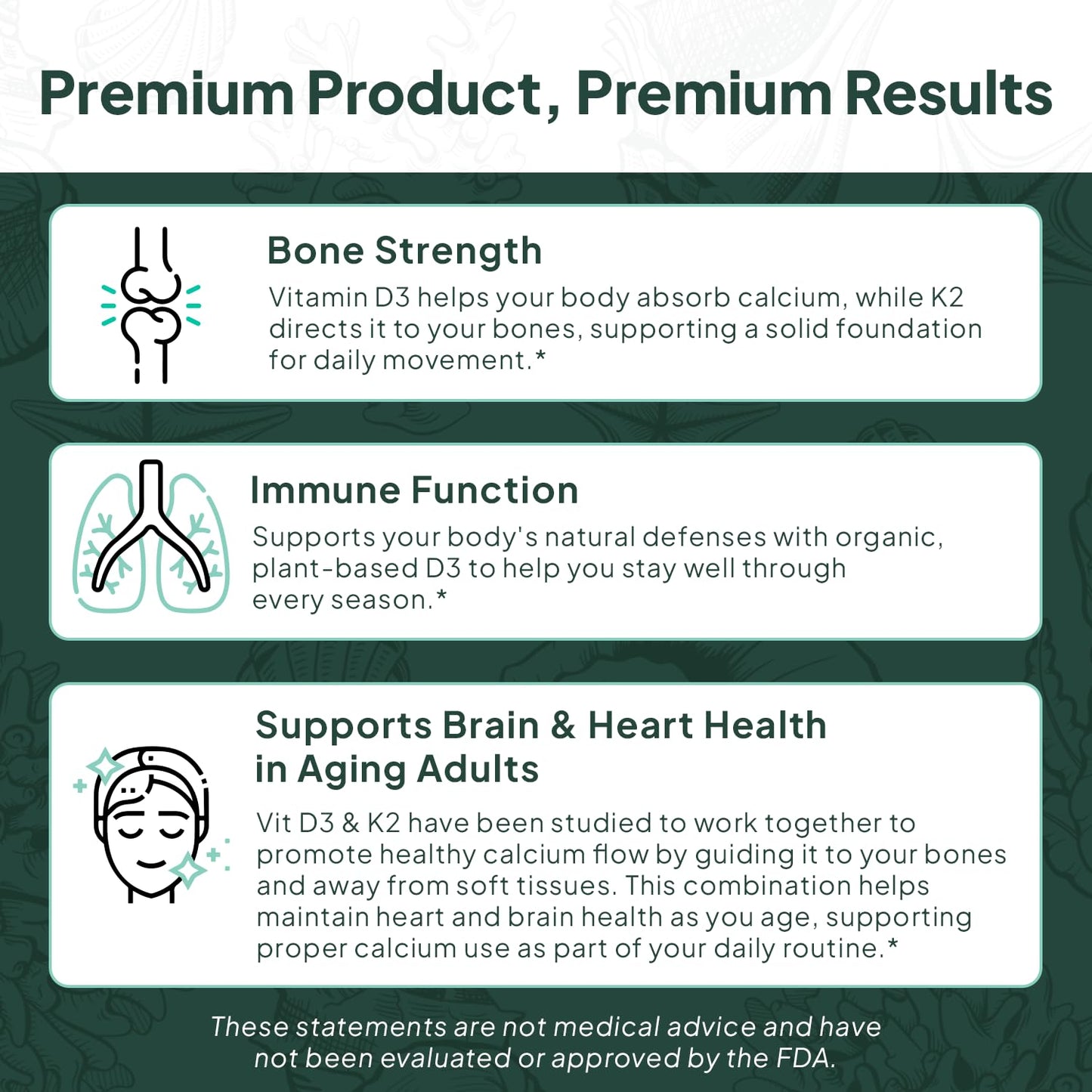 Organics Ocean Better D3 + K2-100% Organic VIT D3 and K2 Supplements with Maximum Bioavailability - Supports Bone Density, Calcium Balance - PrimeBioHealth - canada supplements