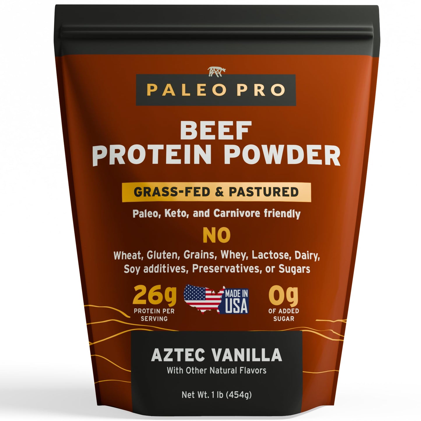 Paleo Pro 26G Beef Protein Powder - Grass Fed Protein Powder Isolate - Pure Animal Based Pastured & Cage-Free | Dairy & Gluten Free, Natural & Clean Proteins for Paleo & Keto - 15 Days Supply Vanilla - PrimeBioHealth - canada supplements