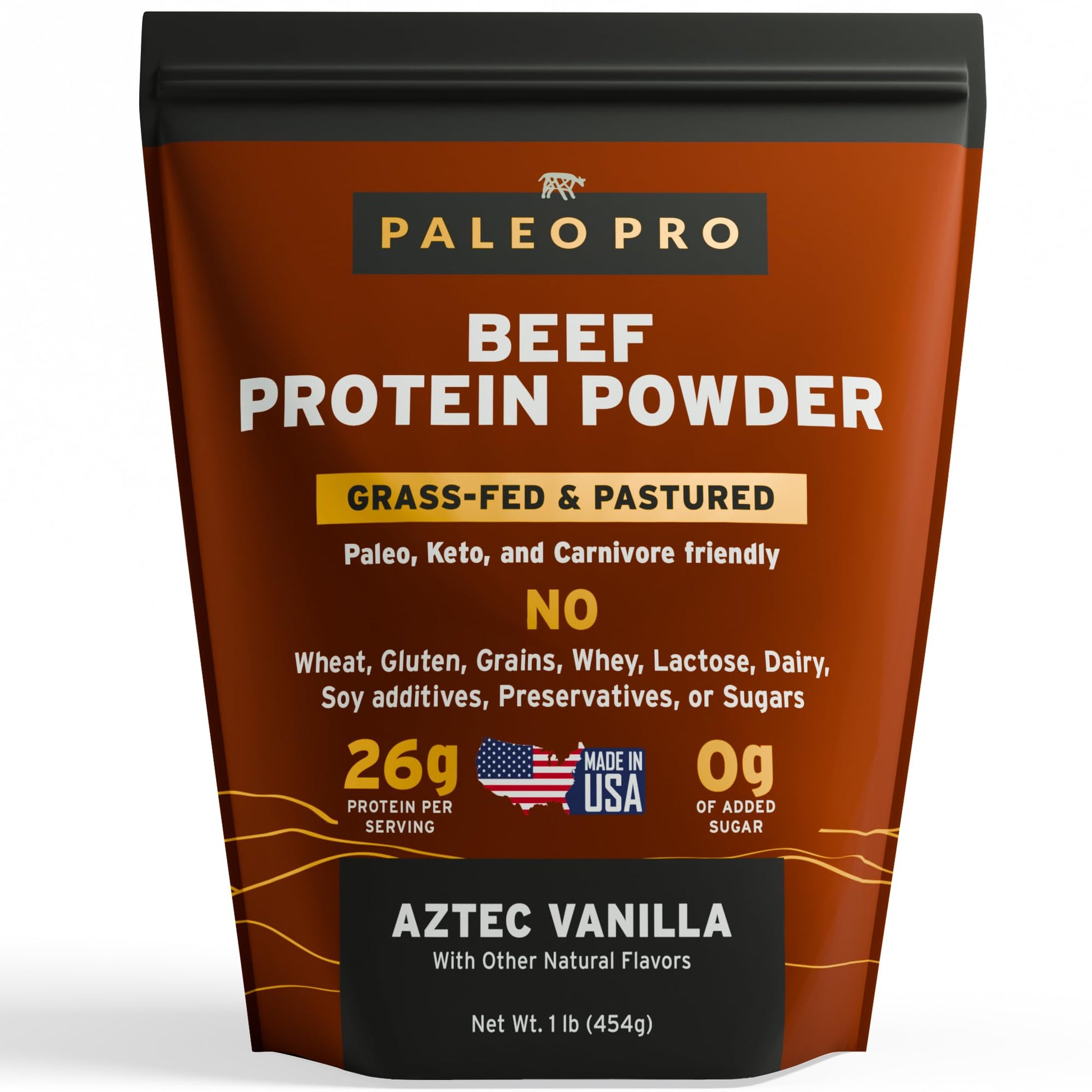 Paleo Pro 26G Beef Protein Powder - Grass Fed Protein Powder Isolate - Pure Animal Based Pastured & Cage-Free | Dairy & Gluten Free, Natural & Clean Proteins for Paleo & Keto - 15 Days Supply Vanilla - PrimeBioHealth - canada supplements