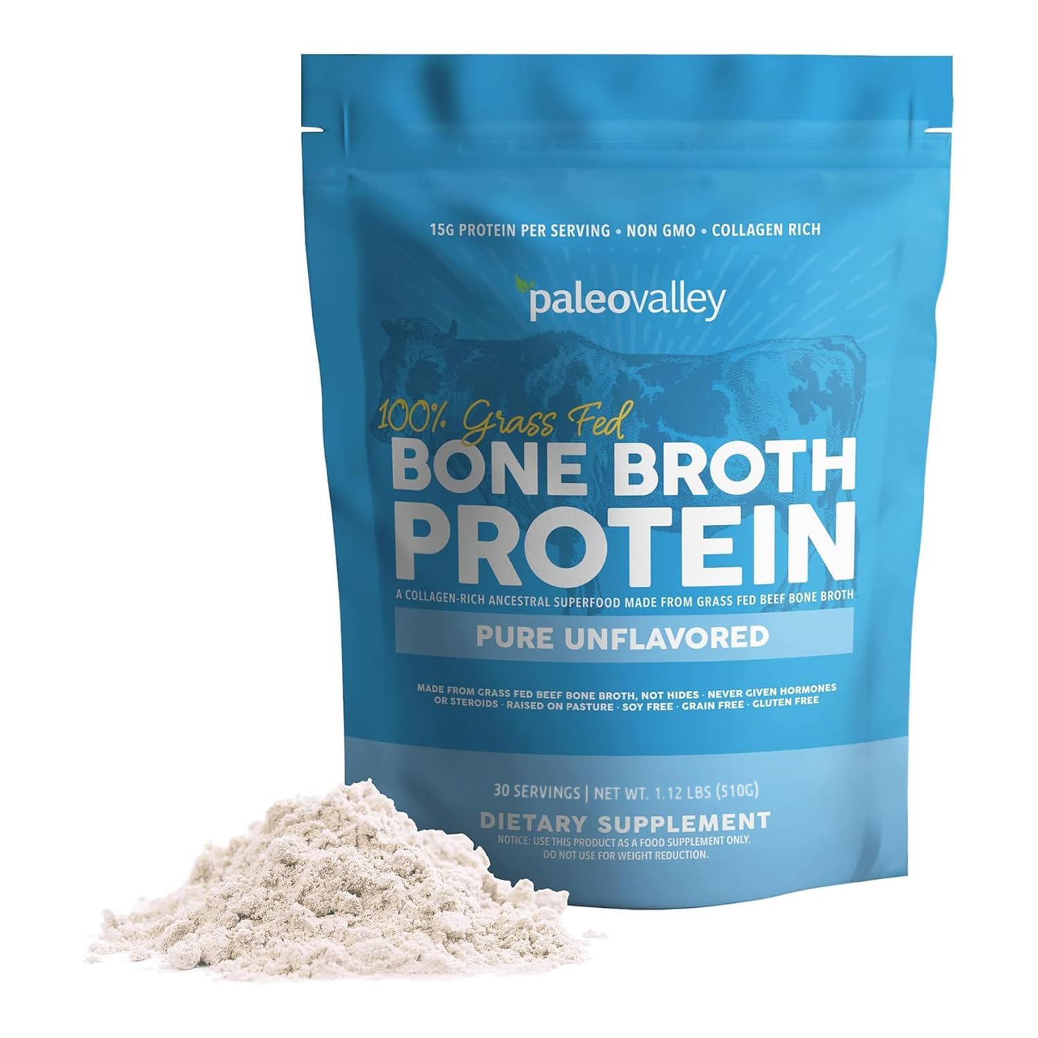 Paleovalley 100% Grass Fed Beef Bone Broth Protein Powder - Rich in Collagen Peptides for Hair, Skin, Gut Health, Bone and Joint Support - PrimeBioHealth - canada supplements