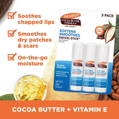 Palmer's Cocoa Butter Formula Moisturizing Swivel Stick with Vitamin E, Lip Balm for Valentine's Day, Face & Body Moisturizer Stick - PrimeBioHealth - canada supplements