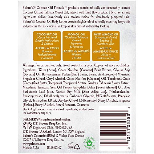 Palmer's Coconut Oil Formula Body Lotion for Dry Skin, Hand & Body Moisturizer with Green Coffee Extract & Vitamin E - PrimeBioHealth - canada supplements