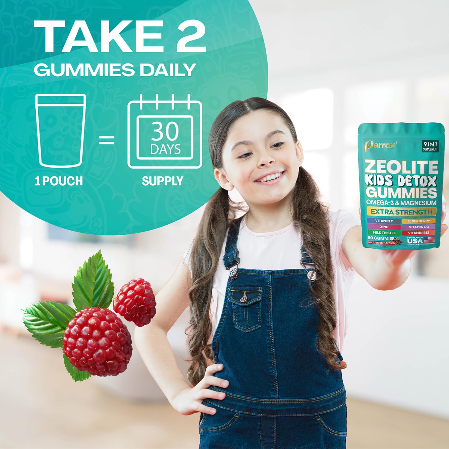 Parrox Zeolite Kids Gummies, 9-in-1 with Zeolite, Omega-3, Magnesium, Elderberry, Vitamin C, Milk Thistle, Vitamin D3, Zinc, B12 – Sugar-Free - PrimeBioHealth - canada supplements