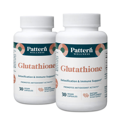 Pattern Wellness Glutathione Supplement - Active Reduced Glutathione Formula with Added Vitamin C - Cell, Antioxidant, + Immune Health Support - 30 Vegan Capsules - PrimeBioHealth - canada supplements
