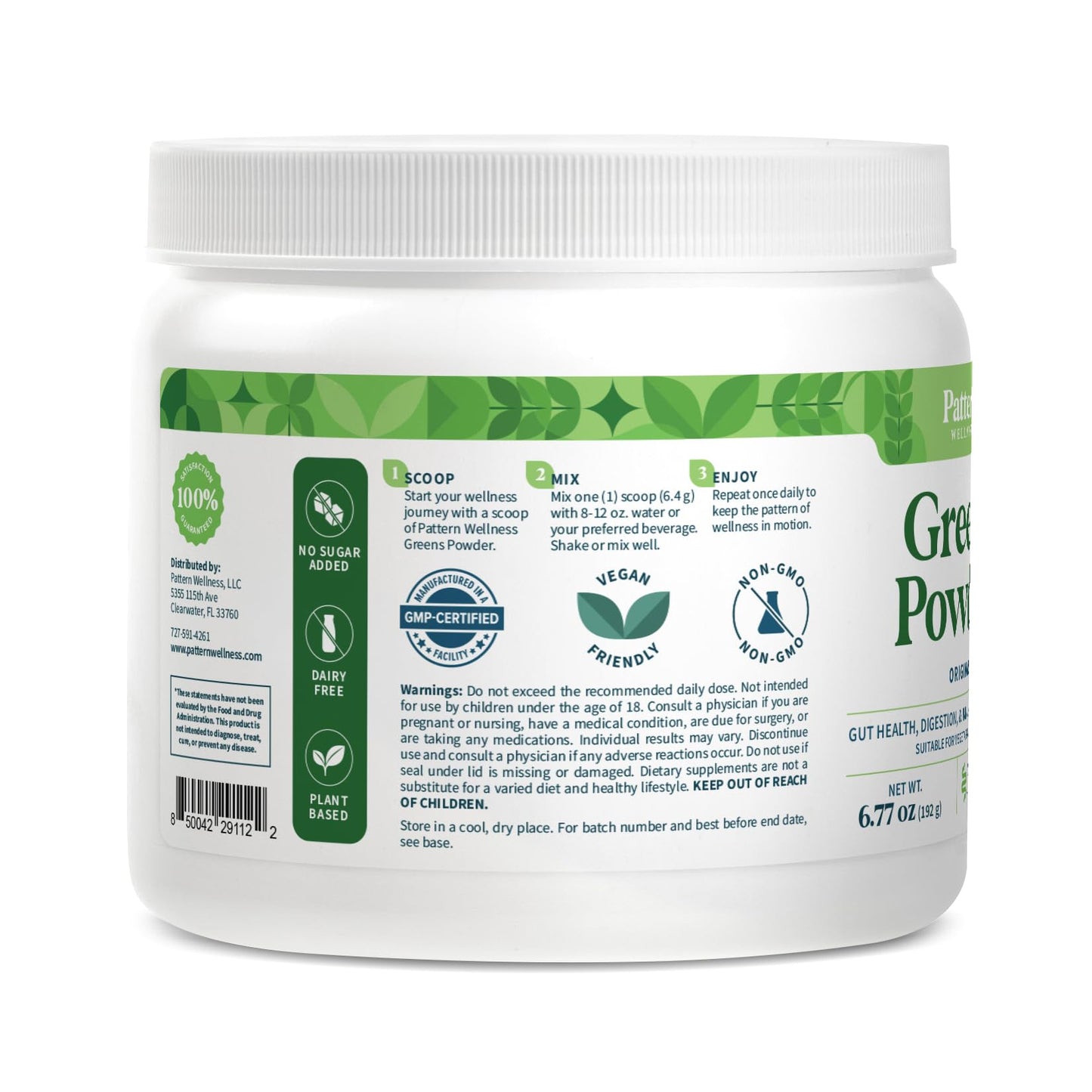 Pattern Wellness Greens Powder Superfood – with Antioxidant, Digestive Enzyme, Fiber, Probiotic & Adaptogen Blends – Digestion, Immunity & Energy Production – 30 Servings – Original Flavor – (6.77 oz) - PrimeBioHealth - canada supplements