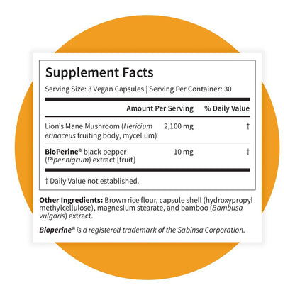 Pattern Wellness Lion’s Mane Mushroom Supplement – 90 Vegan Capsules | Supplement Capsules for Cognitive & Focus Support – Enhanced Absorption - PrimeBioHealth - canada supplements