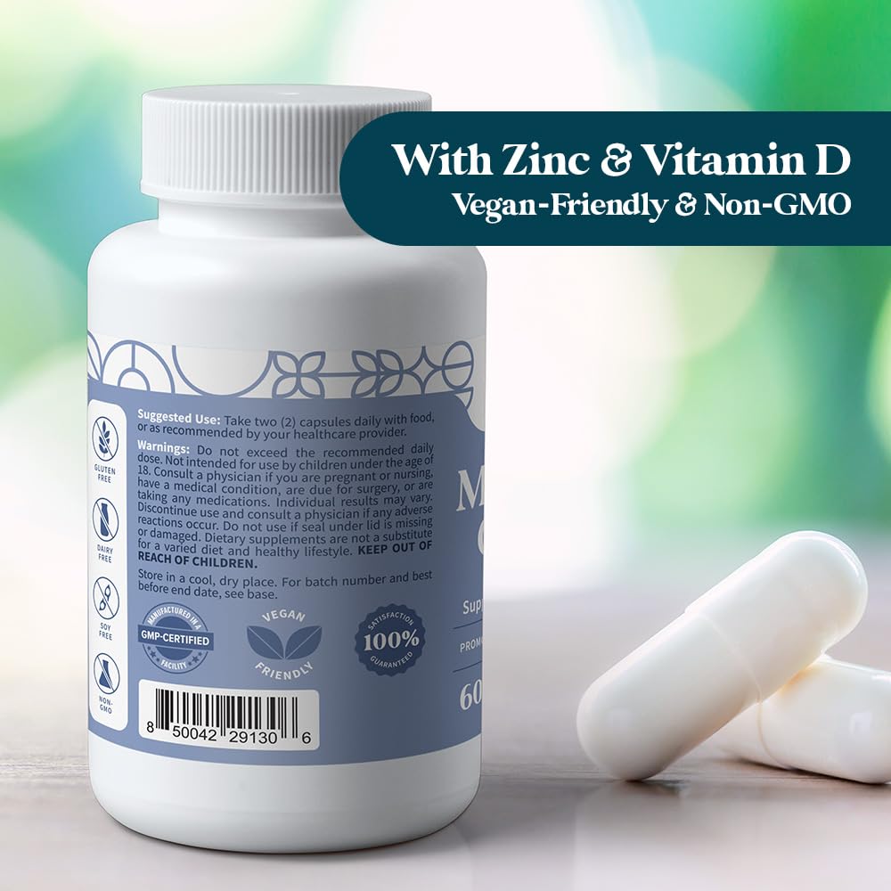 Pattern Wellness Magnesium Complex Supplement – 60 Vegan Capsules | Supports Muscle, Bone & Relaxation Health – with Zinc & Vitamin D – Daily Support Formula - PrimeBioHealth - canada supplements