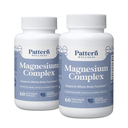 Pattern Wellness Magnesium Complex Supplement – 60 Vegan Capsules | Supports Muscle, Bone & Relaxation Health – with Zinc & Vitamin D – Daily Support Formula - PrimeBioHealth - canada supplements