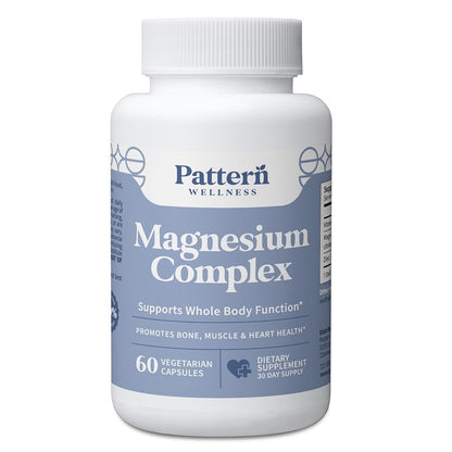 Pattern Wellness Magnesium Complex Supplement – 60 Vegan Capsules | Supports Muscle, Bone & Relaxation Health – with Zinc & Vitamin D – Daily Support Formula - PrimeBioHealth - canada supplements