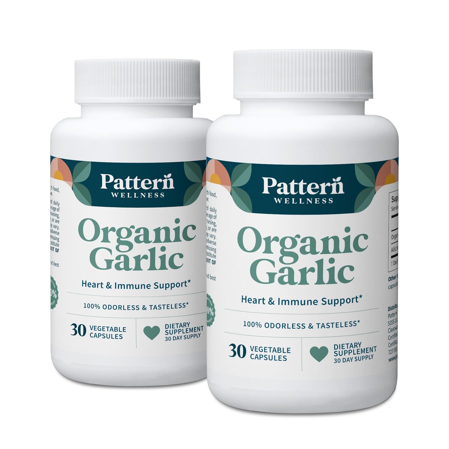 Pattern Wellness Odorless Organic Garlic Extract 20:1 with Allicin – Supports Circulatory & Immune Health – Non-GMO, Gluten Free, Vegan - 30 Capsules | 20:1 Garlic Extract with Allicin – Supports Circulatory & Immune Health – Non-GMO, Gluten Free & Vegan - PrimeBioHealth - canada supplements