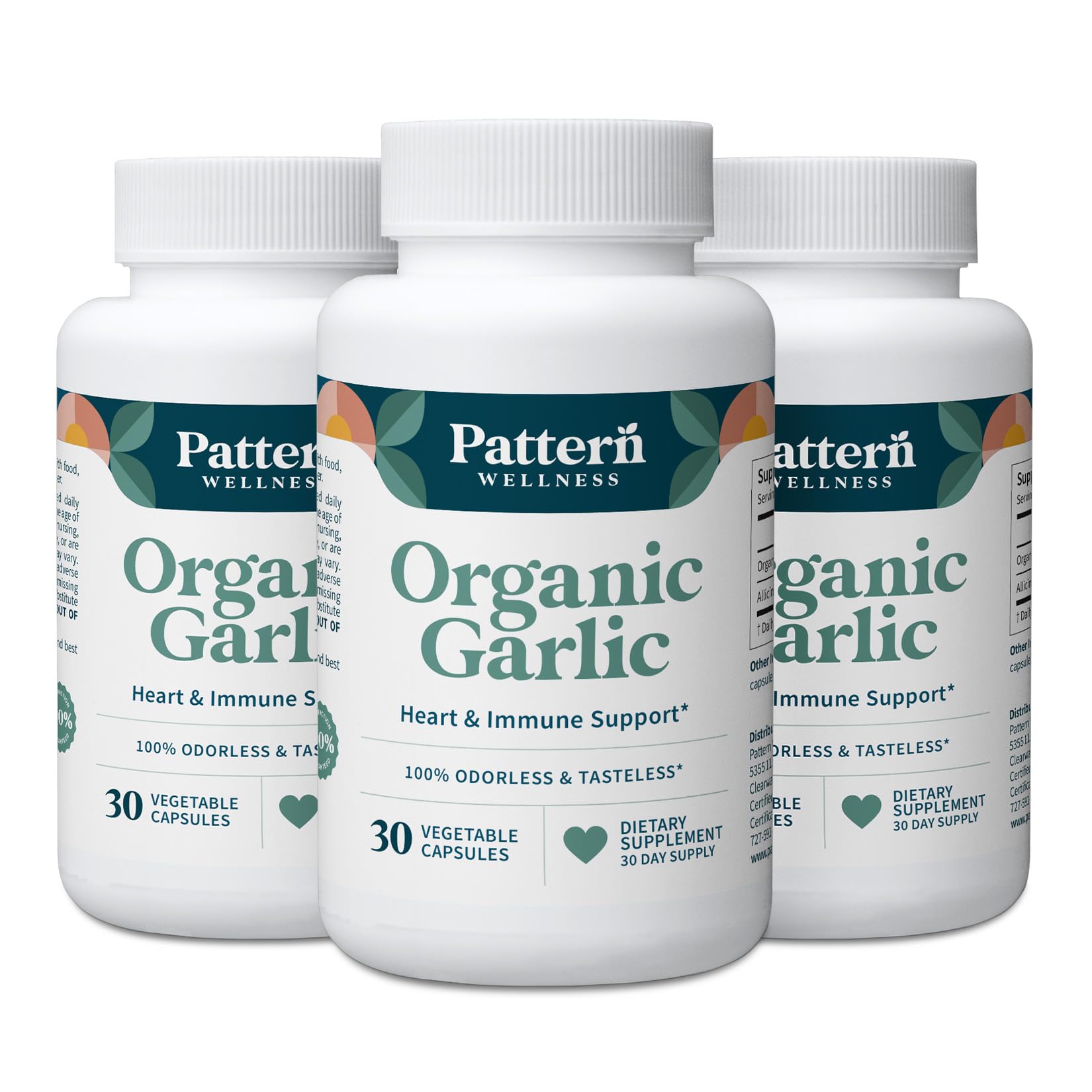 Pattern Wellness Odorless Organic Garlic Extract 20:1 with Allicin – Supports Circulatory & Immune Health – Non-GMO, Gluten Free, Vegan - 30 Capsules | 20:1 Garlic Extract with Allicin – Supports Circulatory & Immune Health – Non-GMO, Gluten Free & Vegan - PrimeBioHealth - canada supplements