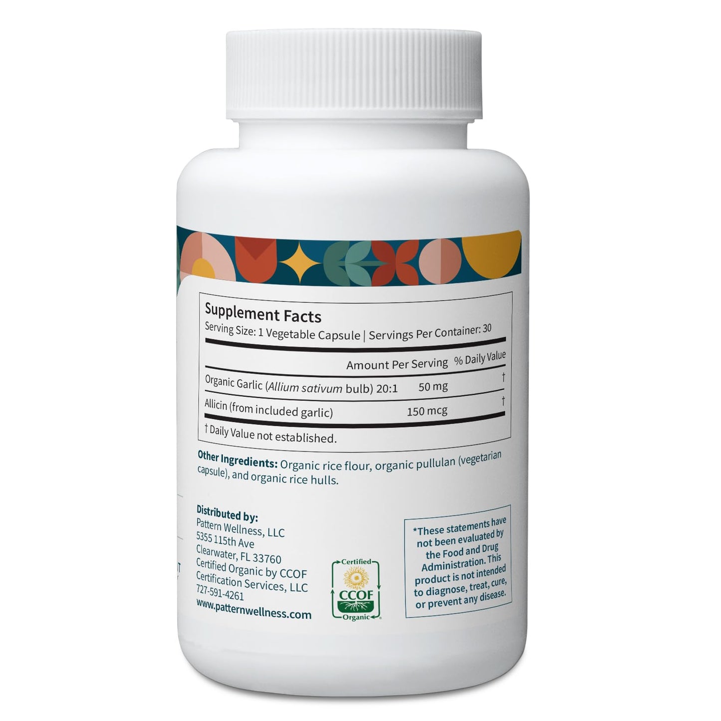 Pattern Wellness Odorless Organic Garlic Extract 20:1 with Allicin – Supports Circulatory & Immune Health – Non-GMO, Gluten Free, Vegan - 30 Capsules | 20:1 Garlic Extract with Allicin – Supports Circulatory & Immune Health – Non-GMO, Gluten Free & Vegan - PrimeBioHealth - canada supplements