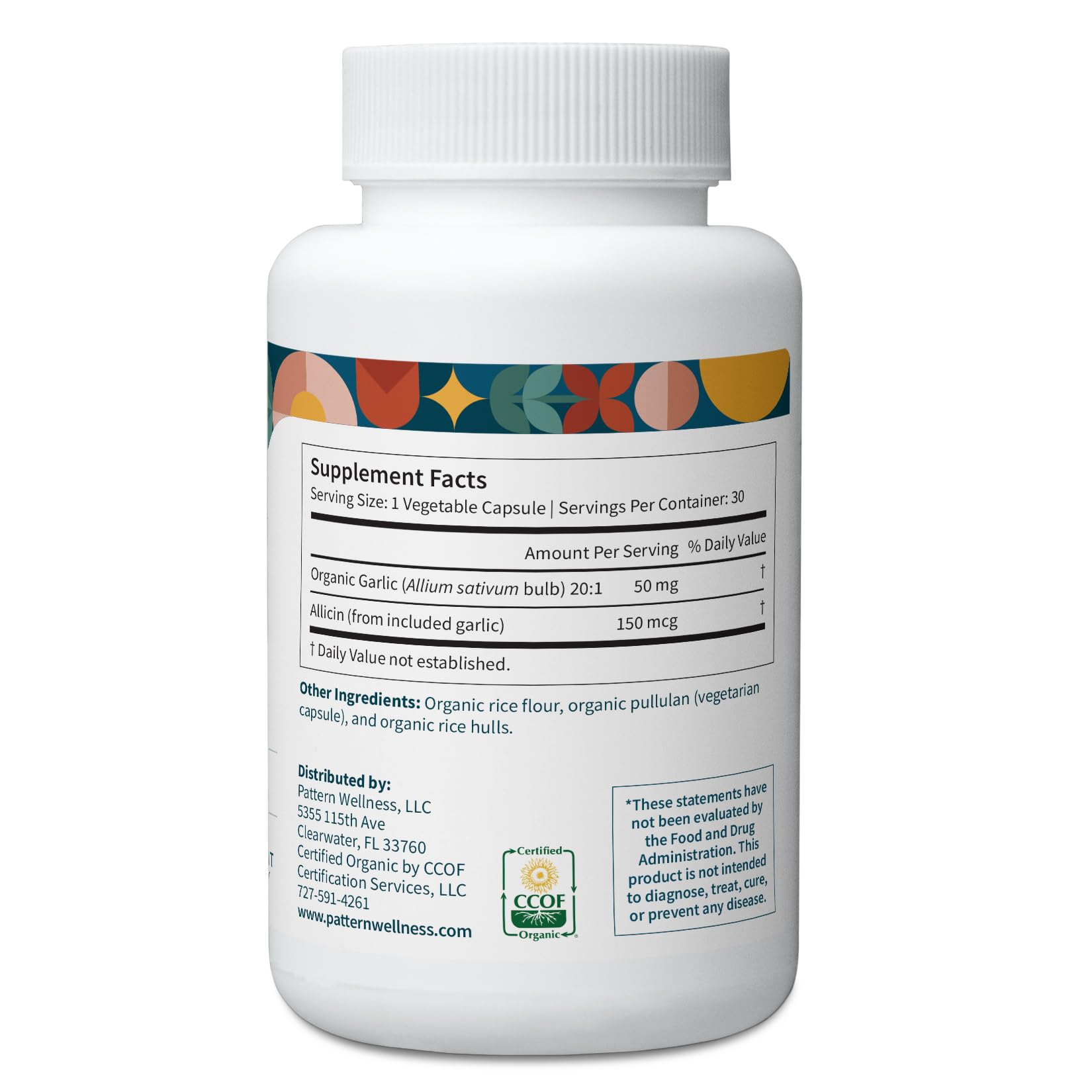 Pattern Wellness Odorless Organic Garlic Extract 20:1 with Allicin – Supports Circulatory & Immune Health – Non-GMO, Gluten Free, Vegan - 30 Capsules | 20:1 Garlic Extract with Allicin – Supports Circulatory & Immune Health – Non-GMO, Gluten Free & Vegan - PrimeBioHealth - canada supplements