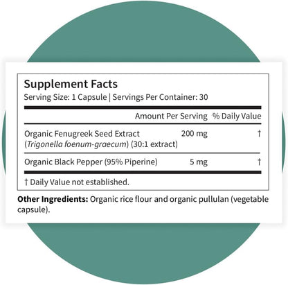 Pattern Wellness Organic Fenugreek Capsules – 30:1 Fenugreek Seed Extract with Black Pepper – Metabolic & Digestive Support Supplement – Vegan, Non-GMO – 30 Capsules - PrimeBioHealth - canada supplements