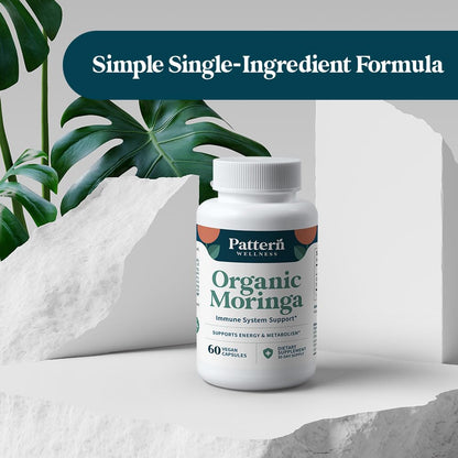 Pattern Wellness Organic Moringa Oleifera Supplement – Antioxidant Support & Cell Function – Whole Leaf Complete Formula – Vegan, Non-GMO– 60 Capsules - PrimeBioHealth - canada supplements