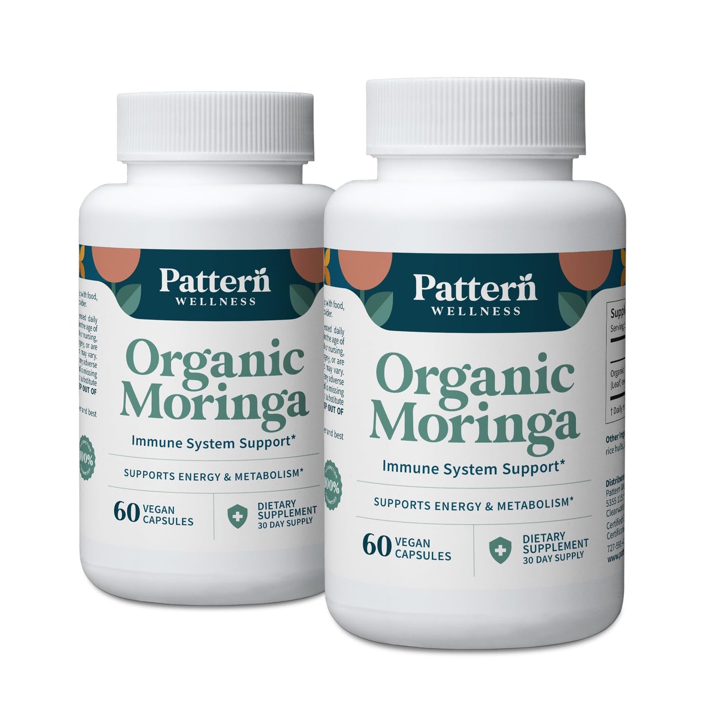 Pattern Wellness Organic Moringa Oleifera Supplement – Antioxidant Support & Cell Function – Whole Leaf Complete Formula – Vegan, Non-GMO– 60 Capsules - PrimeBioHealth - canada supplements