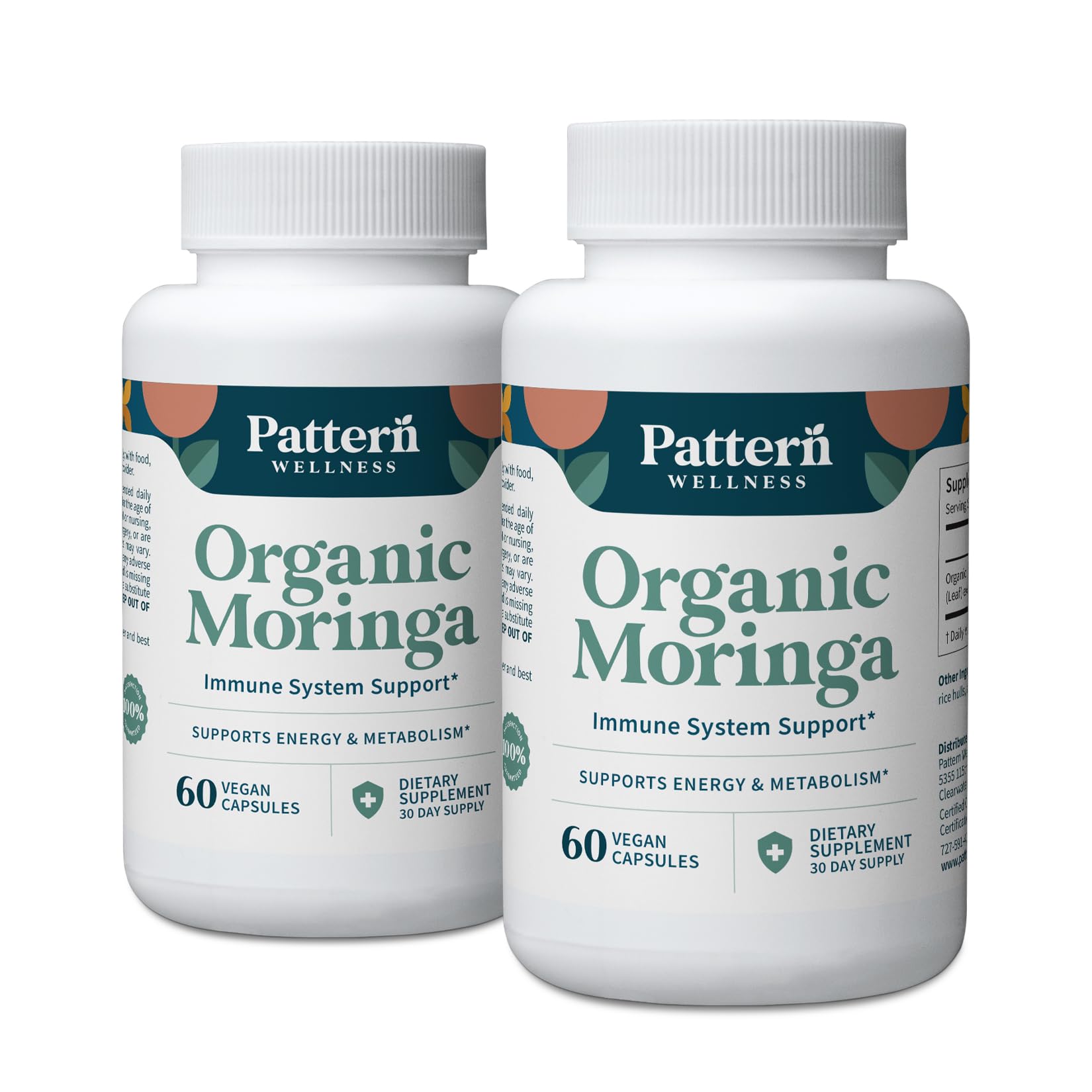 Pattern Wellness Organic Moringa Oleifera Supplement – Antioxidant Support & Cell Function – Whole Leaf Complete Formula – Vegan, Non-GMO– 60 Capsules - PrimeBioHealth - canada supplements