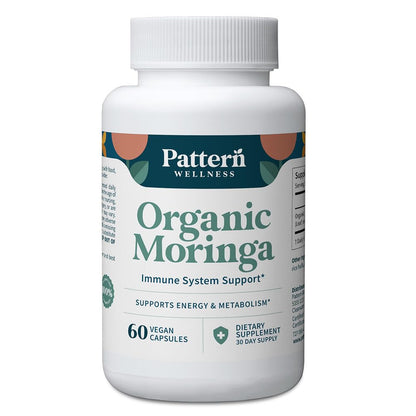 Pattern Wellness Organic Moringa Oleifera Supplement – Antioxidant Support & Cell Function – Whole Leaf Complete Formula – Vegan, Non-GMO– 60 Capsules - PrimeBioHealth - canada supplements