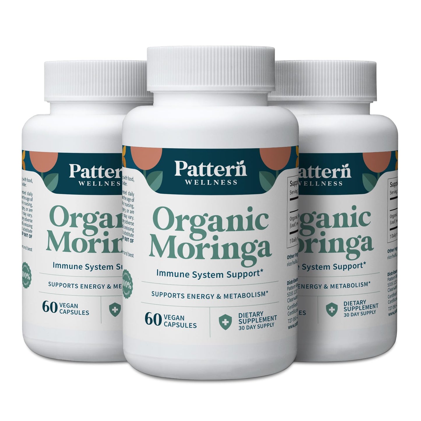 Pattern Wellness Organic Moringa Oleifera Supplement – Antioxidant Support & Cell Function – Whole Leaf Complete Formula – Vegan, Non-GMO– 60 Capsules - PrimeBioHealth - canada supplements