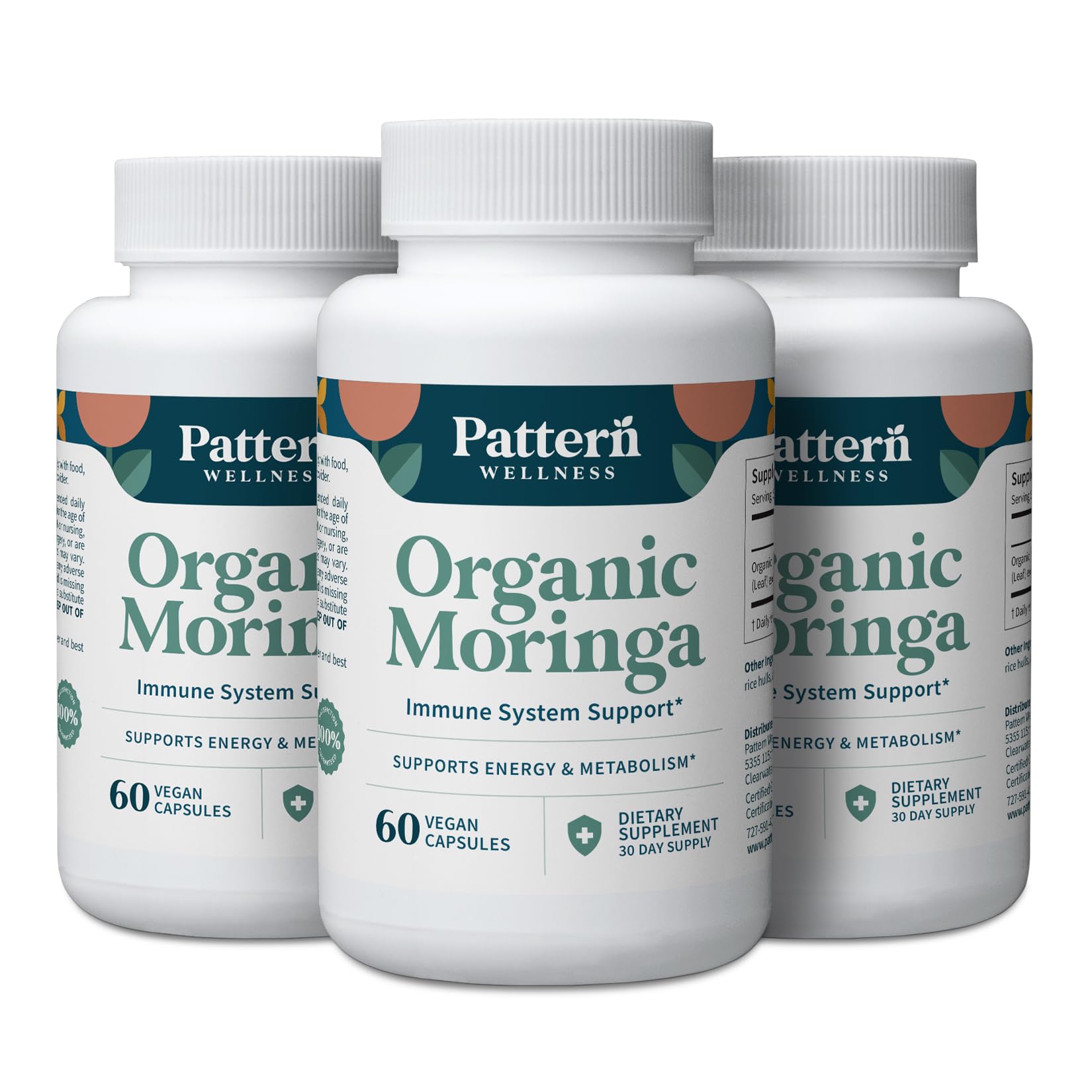 Pattern Wellness Organic Moringa Oleifera Supplement – Antioxidant Support & Cell Function – Whole Leaf Complete Formula – Vegan, Non-GMO– 60 Capsules - PrimeBioHealth - canada supplements