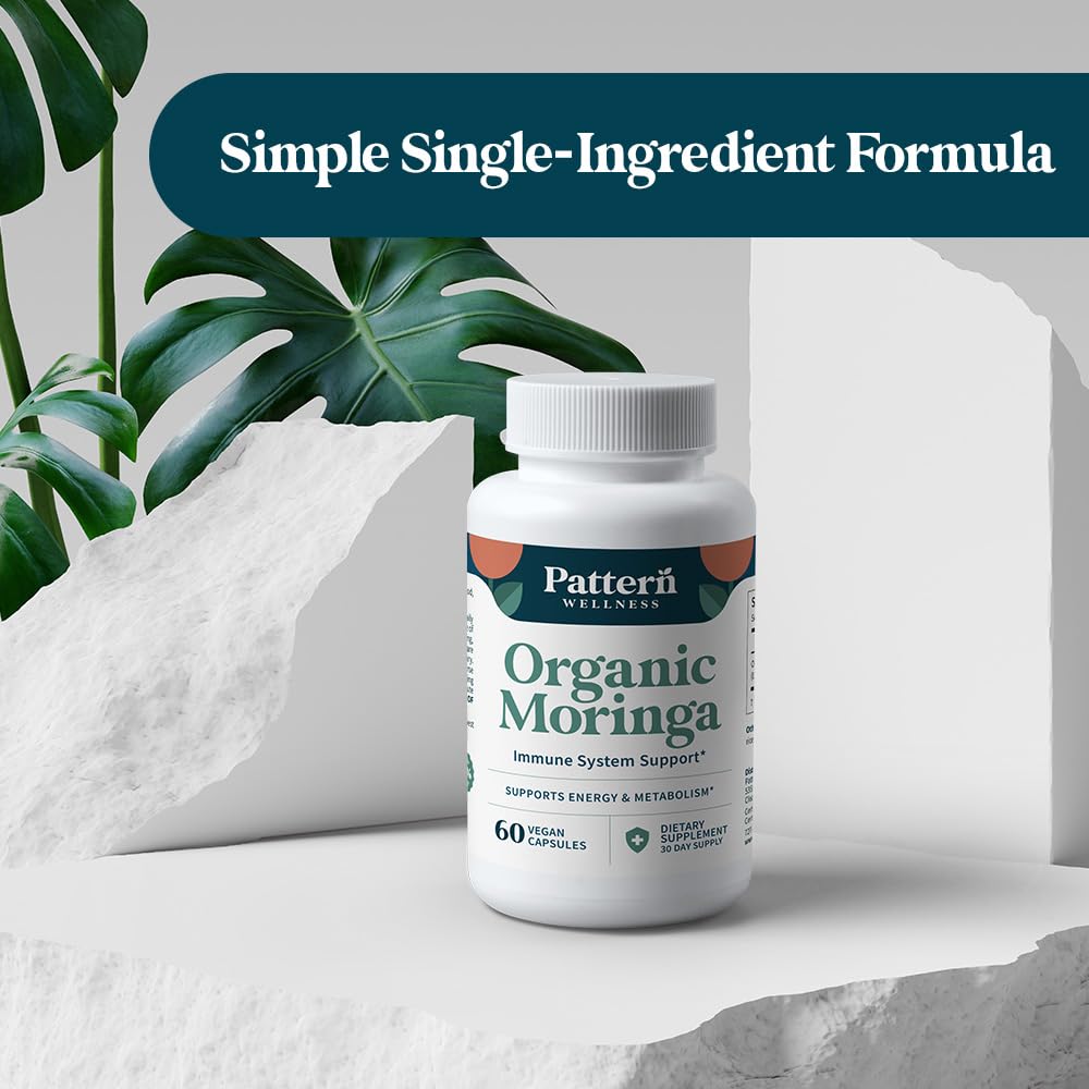 Pattern Wellness Organic Moringa Oleifera Supplement – Antioxidant Support & Cell Function – Whole Leaf Complete Formula – Vegan, Non-GMO– 60 Capsules - PrimeBioHealth - canada supplements