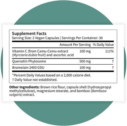 Pattern Wellness Quercetin Supplement with Bromelain - Immune Function & Cellular Health Support - Antioxidant & Whole Body Wellness - 60 Vegan Capsules - PrimeBioHealth - canada supplements