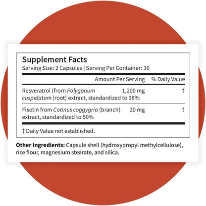 Pattern Wellness Resveratrol with Fisetin – Supports Cellular, Heart & Immune System Health – Promotes Antioxidant Protection – Vegan, Non-GMO, Gluten-Free – 60 Capsules - PrimeBioHealth - canada supplements