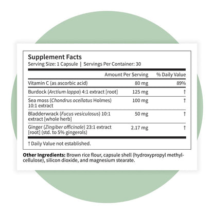 Pattern Wellness Sea Moss Complex – Sea Moss, Burdock Root, Bladderwrack, Vitamin C & Ginger – Supports Immune & Digestive Health – Vegan, Non-GMO – 30 Capsules - PrimeBioHealth - canada supplements