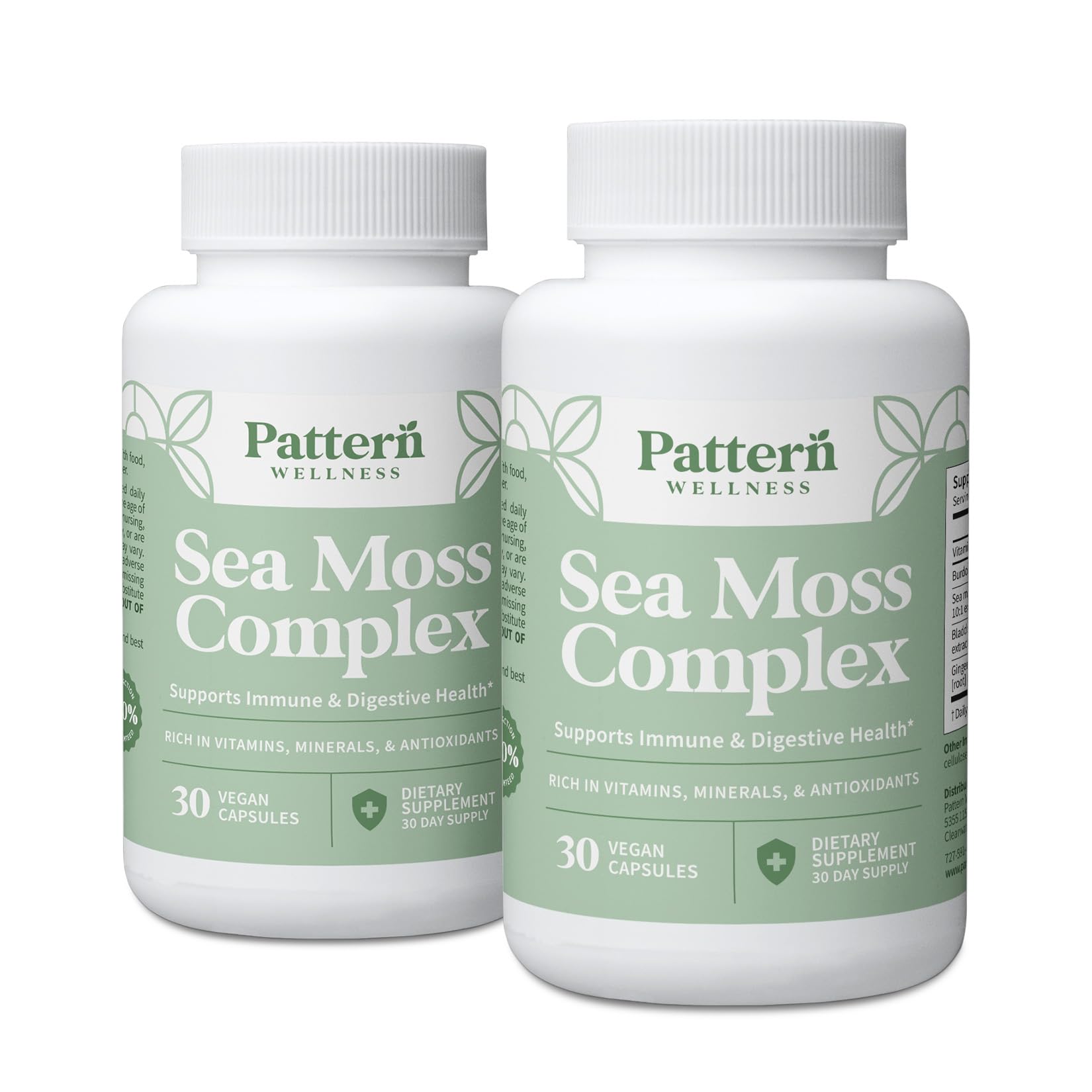 Pattern Wellness Sea Moss Complex – Sea Moss, Burdock Root, Bladderwrack, Vitamin C & Ginger – Supports Immune & Digestive Health – Vegan, Non-GMO – 30 Capsules - PrimeBioHealth - canada supplements