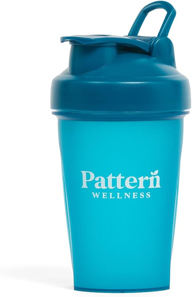 Pattern Wellness Shaker Bottle BPA-Free Plastic Bottle & Lid – 12oz, Food-Grade Steel Shaker Ball For Smooth Mixing Protein Shakes & More, Leak-Proof Seal, Durable, & Dishwasher Safe, Extra-Wide Spout - PrimeBioHealth - canada supplements
