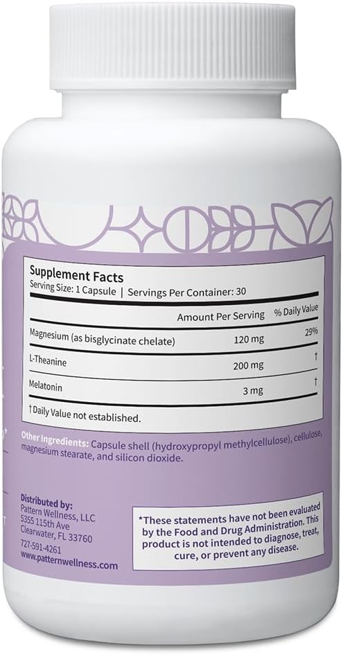 Pattern Wellness Sleep Complex – Supports Relaxation & Healthy Sleep Patterns – with Melatonin, L-Theanine & Magnesium – 30 Vegan Capsules - PrimeBioHealth - canada supplements