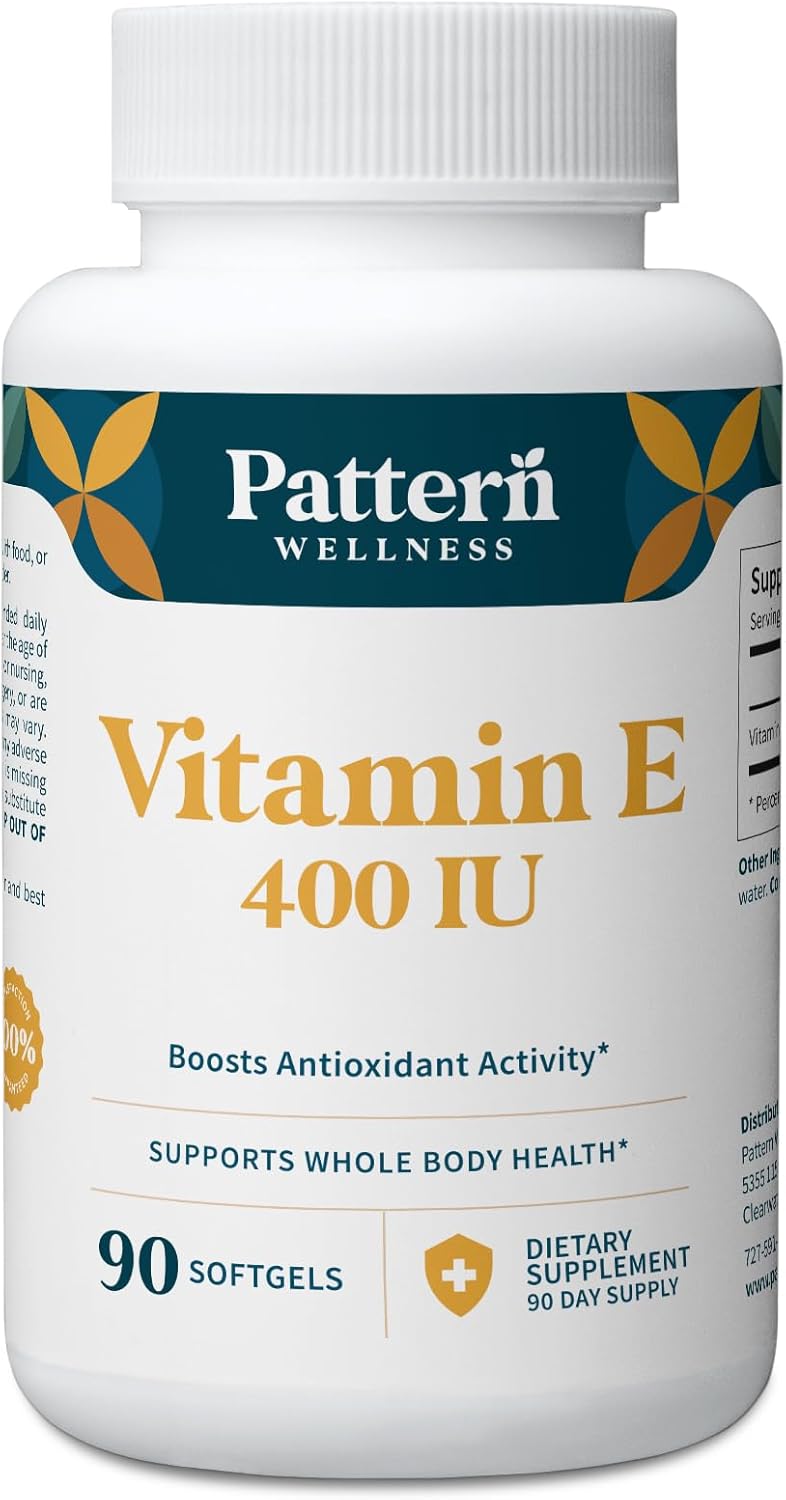 Pattern Wellness Vitamin E 400 IU – Supports Antioxidant, Immune & Cellular Health – 90 Softgels, 3rd Party Lab Tested - PrimeBioHealth - canada supplements