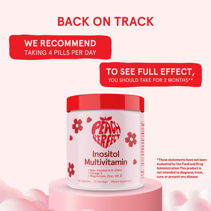Peach Perfect Inositol Multivitamin – Myo-Inositol & D-Chiro 40:1 Blend, Omega-3, Vitamin D3, Magnesium, Zinc – Supports Women’s Health - PrimeBioHealth - canada supplements