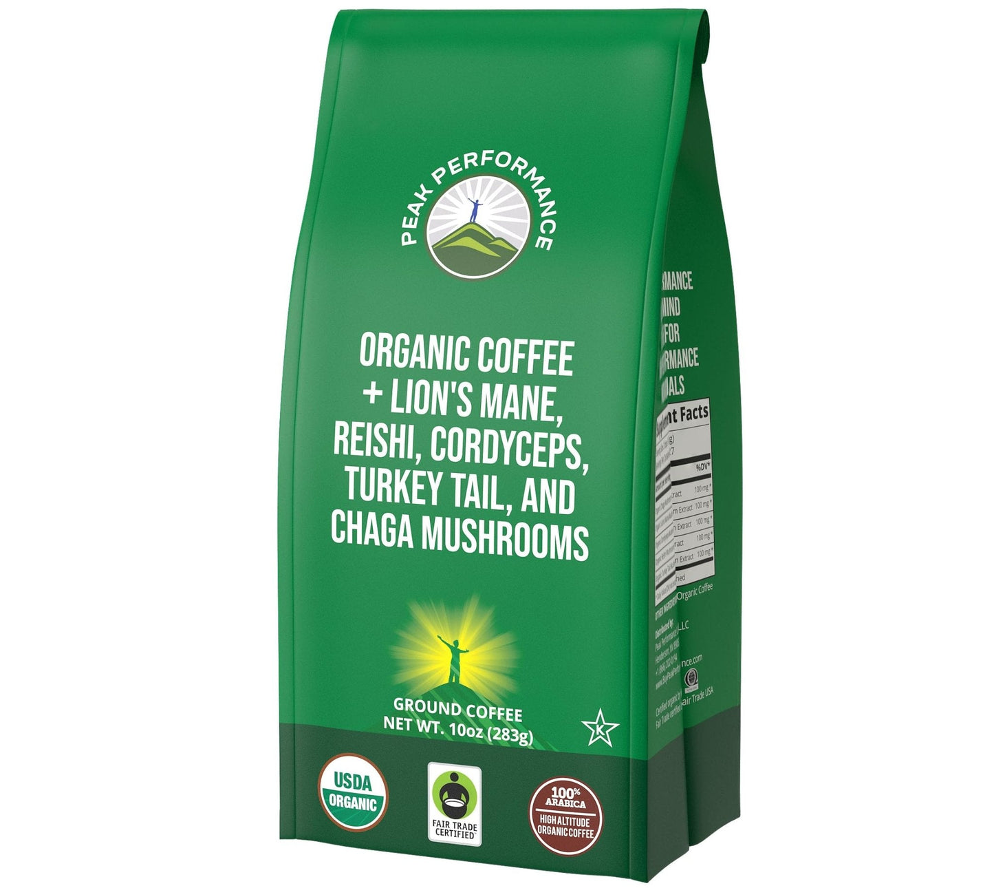 Peak Performance High Altitude Organic Coffee - Fair Trade, Low Acid, Non GMO, and Beans Full of Antioxidants - Medium Roast Smooth Tasting USDA Certified Organic Ground Coffee Bag 12 oz - PrimeBioHealth - canada supplements