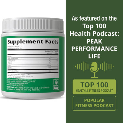 Peak Performance Organic Acacia Senegal Prebiotic Fiber Powder - Unflavored USDA Plant Based Soluble Vegan Prebiotics Gut Health Supplement with Digestive Enzymes 5 oz - PrimeBioHealth - canada supplements
