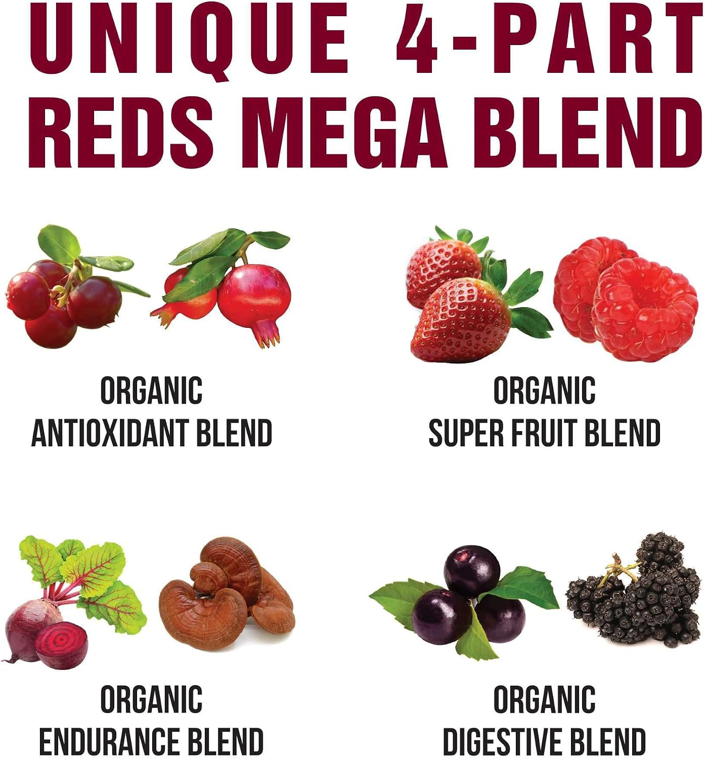 Peak Performance Organic Reds Superfood Powder, Best Tasting Red Juice Super Food w/ 25+ All Natural Ingredients & Polyphenols, Vital for Max Energy and Detox - Raspberry, Elderberry, Beetroot - PrimeBioHealth - canada supplements
