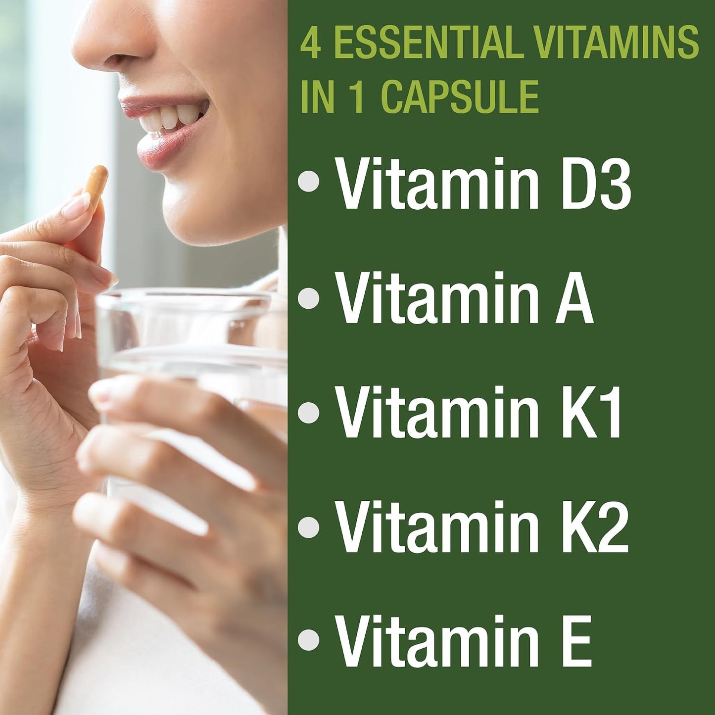 Peak Performance Vitamins D 5,000 iu + A + K + E All in 1 Easy to Swallow Vegan Capsule. ADK Vitamin Supplement with E D3 K2. Essential Vitamins for Mood, Immune, Bone, Vision, Heart - PrimeBioHealth - canada supplements