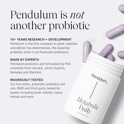 Pendulum Metabolic Daily - Multi-Strain Probiotic with Akkermansia muciniphila to Support Metabolism and Sustain Energy Levels - PrimeBioHealth - canada supplements