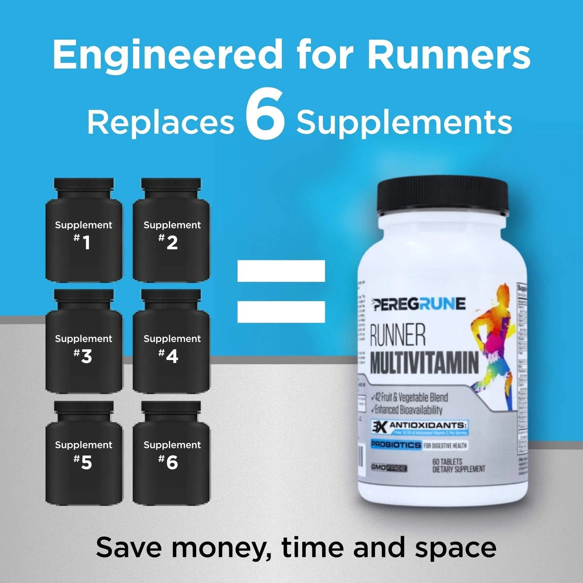 PEREGRUNE Runner Multivitamin & Joint Support Supplement | Antioxidants, Complete B-Complex & Probiotics to Support Energy - PrimeBioHealth - canada supplements