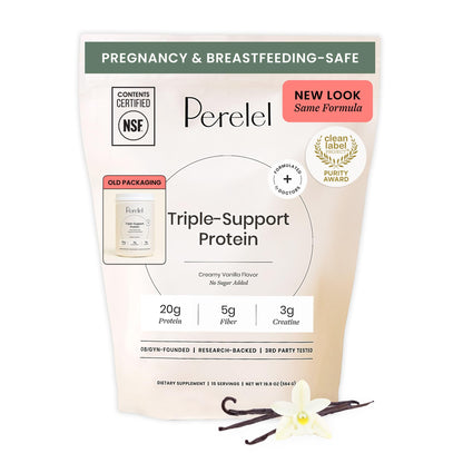 Perelel Triple-Support Plant Based Protein Powder, Creamy Vanilla, 20g Vegan Protein Powder, 3g Creatine Monohydrate, & 5g Prebiotic Fiber per Serving, Dairy Free, - PrimeBioHealth - canada supplements