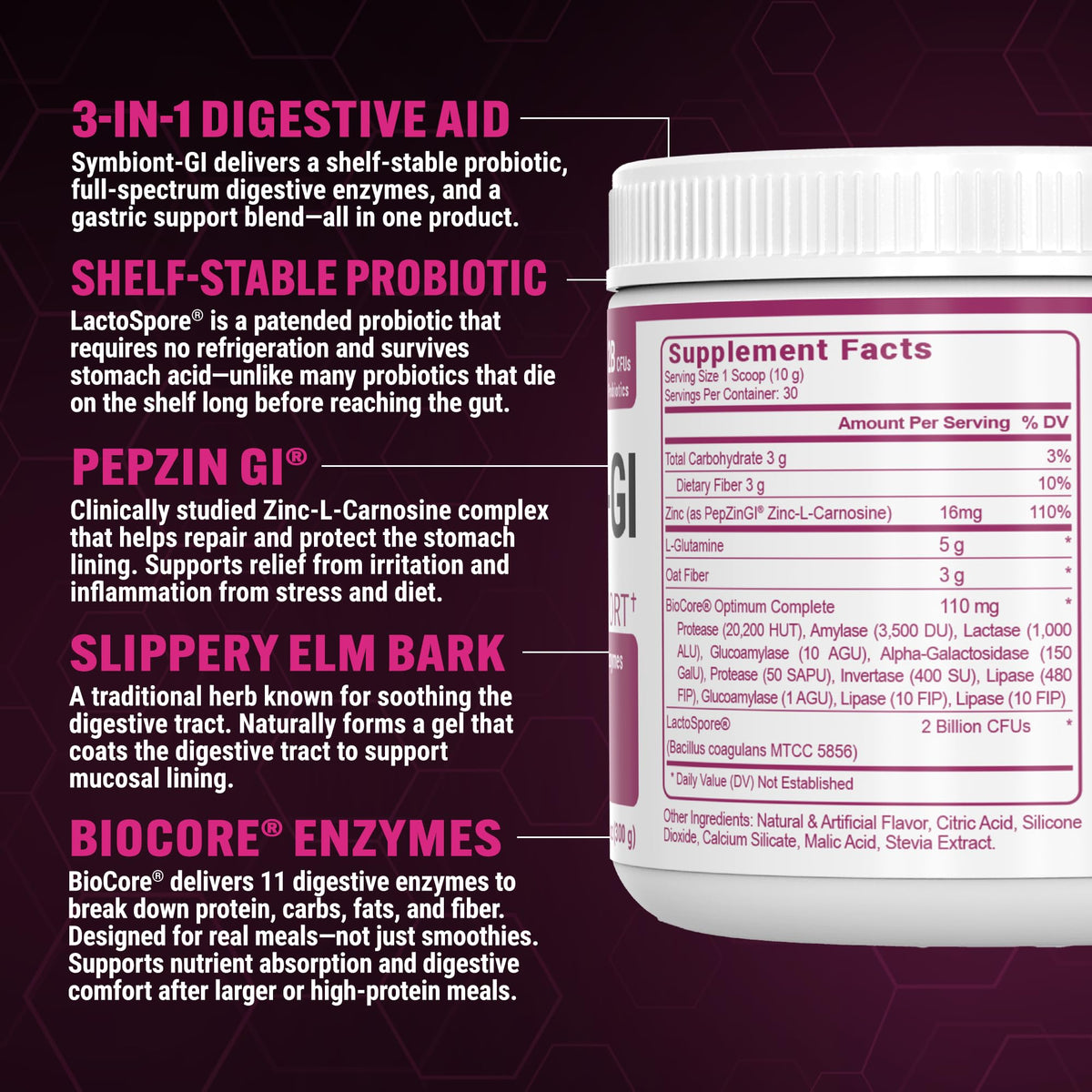 PEScience Complete-GI Gut Health Powder, Probiotics for Women and Men, Digestive Enzymes, Prebiotic Fiber, L-Glutamine - PrimeBioHealth - canada supplements
