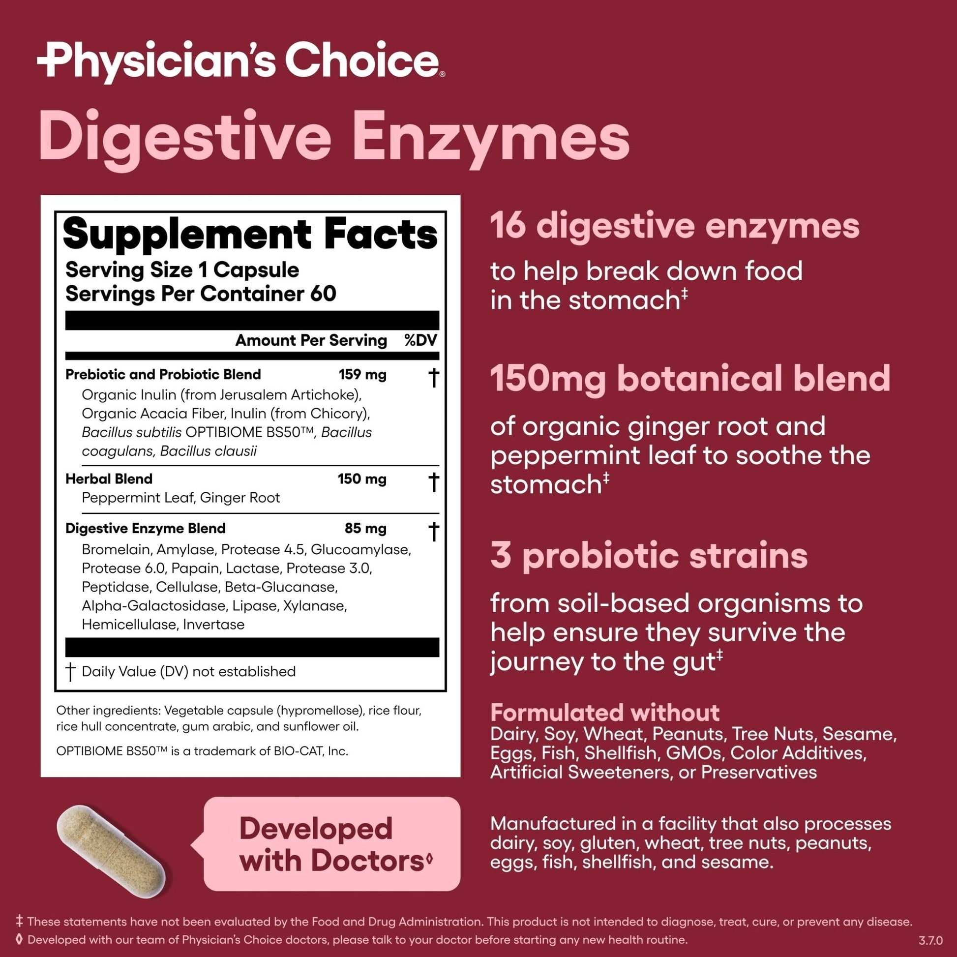 Physician's CHOICE Digestive Enzymes for Bloating & Digestion - 16 Enzymes with Organic Prebiotics & Probiotics for Gut - PrimeBioHealth - canada supplements
