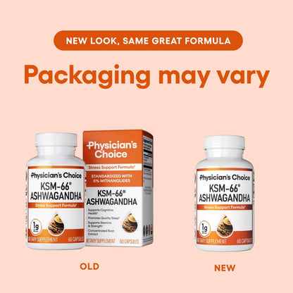 Physician's CHOICE KSM-66 Ashwagandha Root Powder Extract 1,000mg - Organic - with Black Pepper for Maximum Absorption - 5% Withanolides - PrimeBioHealth - canada supplements