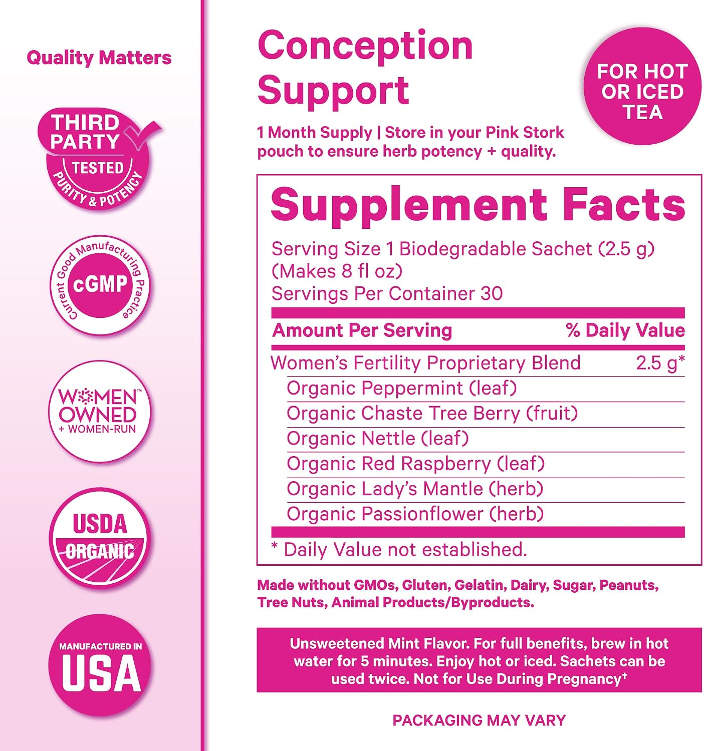 Pink Stork Fertility Bundle for Women – Conception Tea + Prenatal Vitamin Support with Inositol, Vitex, Folate & Ashwagandha – Supports Hormone Balance, Cycle Health & Preconception Wellness - PrimeBioHealth - canada supplements