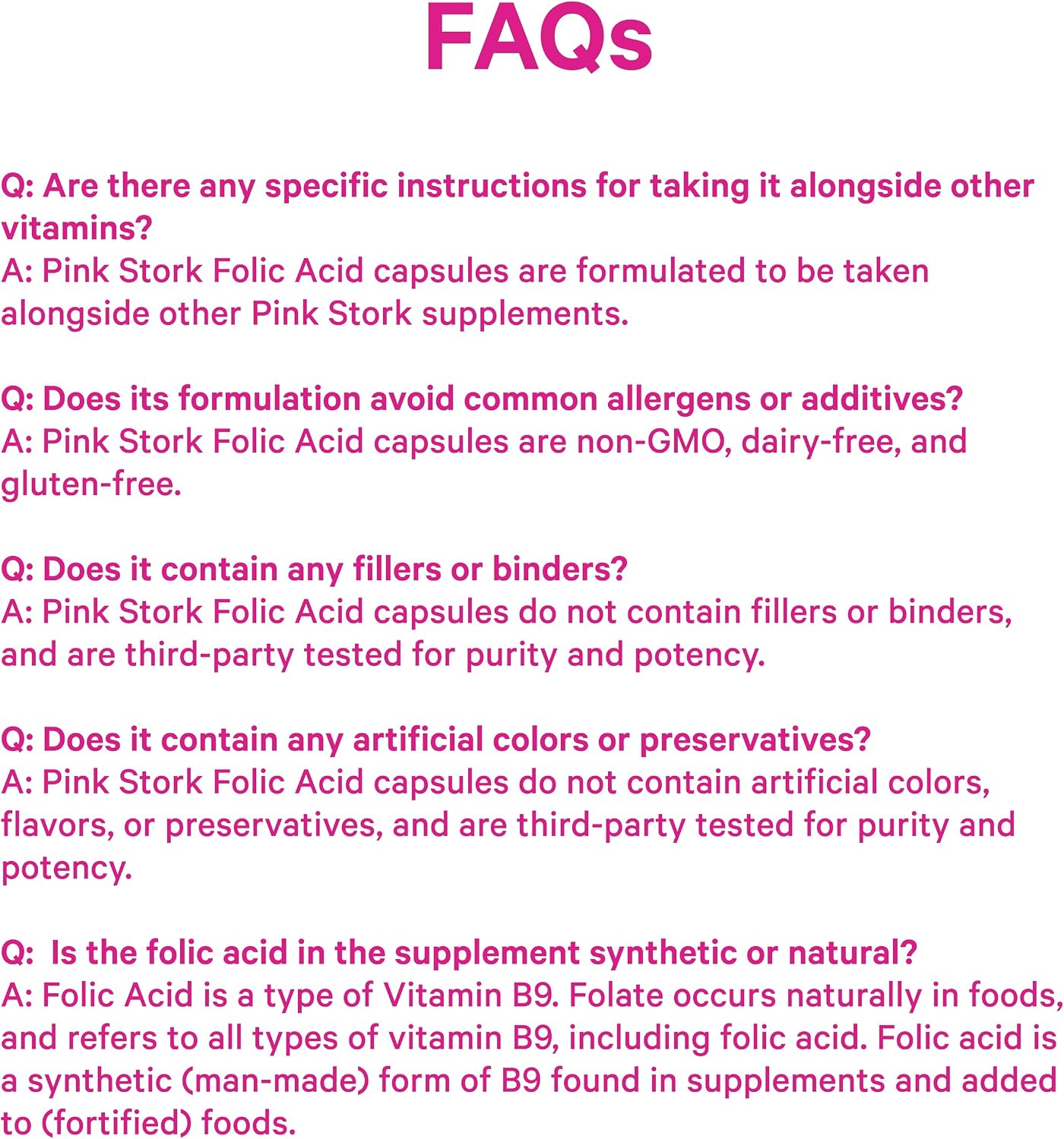 Pink Stork Folic Acid Supplement for Women – 400mcg, 30 Capsules | Daily Vitamin B9, Prenatal & Fertility Support, Supports Red Blood Cell Formation & Energy, Vegetarian - PrimeBioHealth - canada supplements