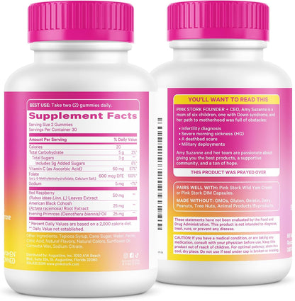 Pink Stork Hormone Balance Gummies for Women, 60 Vegan Gummies | PMS, Menopause & Perimenopause Support, Mood, Digestion, Temperature Comfort + Energy, Red Raspberry Leaf, Black Cohosh - PrimeBioHealth - canada supplements